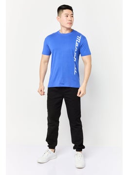 Maserati Men Crew Neck Short Sleeves Brand Logo T-Shirt, Blue  - Image 4