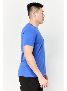Maserati Men Crew Neck Short Sleeves Brand Logo T-Shirt, Blue  - Image 3