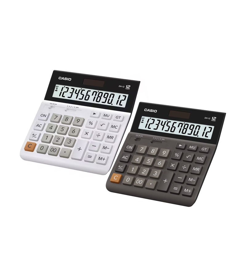 Casio DH-12 12-Digit Desktop Calculator with Large Display, Dual Power, Tax Calculation & Professional Business Functions black