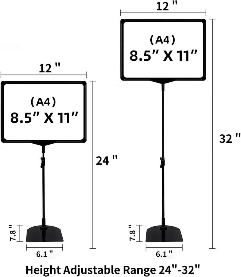 KASTWAVE 2 Pack A4 Sign Holder Stand, Adjustable Sign Poster Stands with Aluminum Snap Open, 8.5x11'' Reusable Banner Stand for Advertising Business Menu, Vertical and Horizontal View Sign Displayed (Black) - Image 5