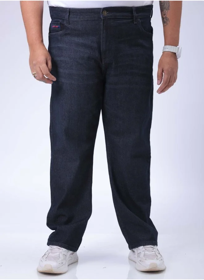 هاردسودا Men Plus Size Vintage Straight Fit Solid Mid-Rise Stretchable Jeans