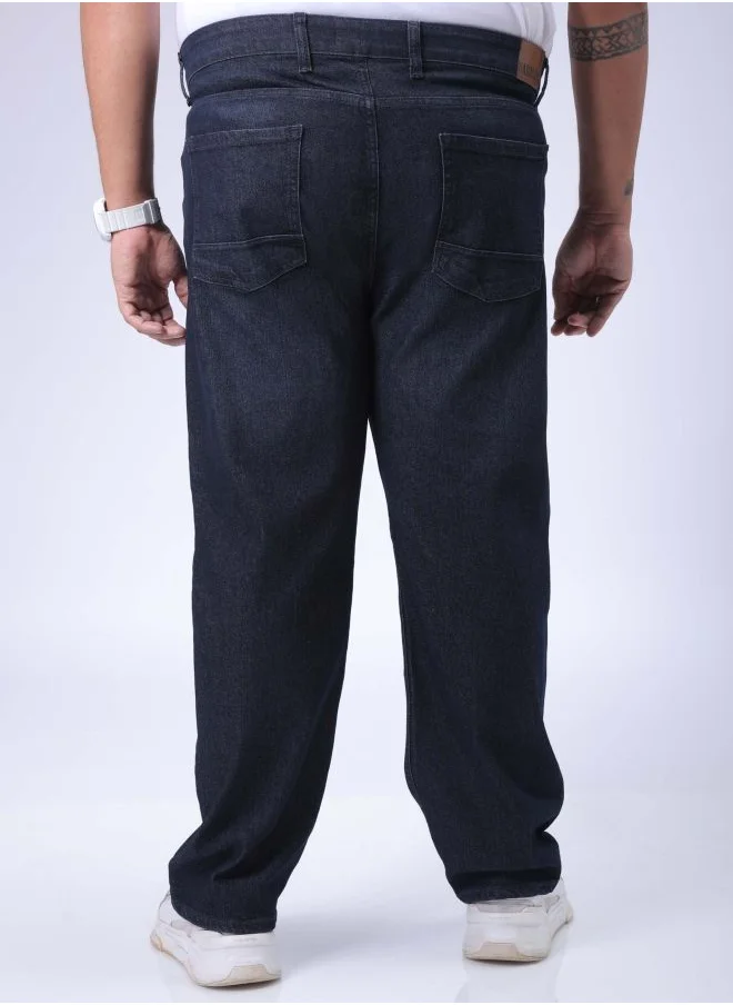 هاردسودا Men Plus Size Vintage Straight Fit Solid Mid-Rise Stretchable Jeans