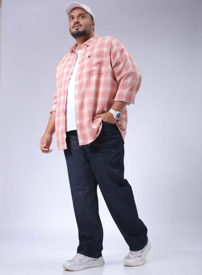هاردسودا Men Plus Size Vintage Straight Fit Solid Mid-Rise Stretchable Jeans