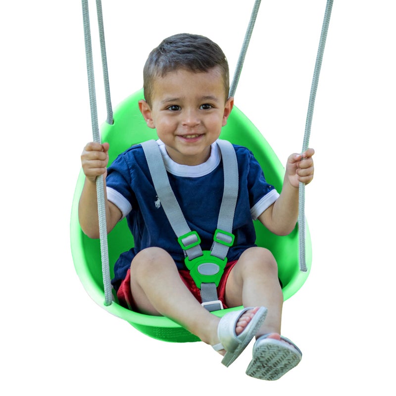 Swurfer Coconut Toddler Swing Comfy Baby Swing Outdoor 3Point Adjustable Safety Harness Secure Safe Quick Click Locking System BlisterFree Rope Ages 9 Mos and Up Green - Image 2
