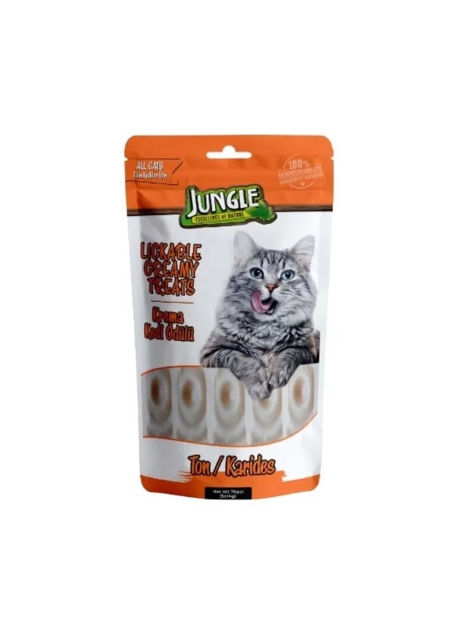 جانغل مكافآت التونة والروبيان من Jungle، 5 قطع، للقطط البالغة والصغيرة -4 أكياس، حجم كل كيس 100 غرام - Image 2