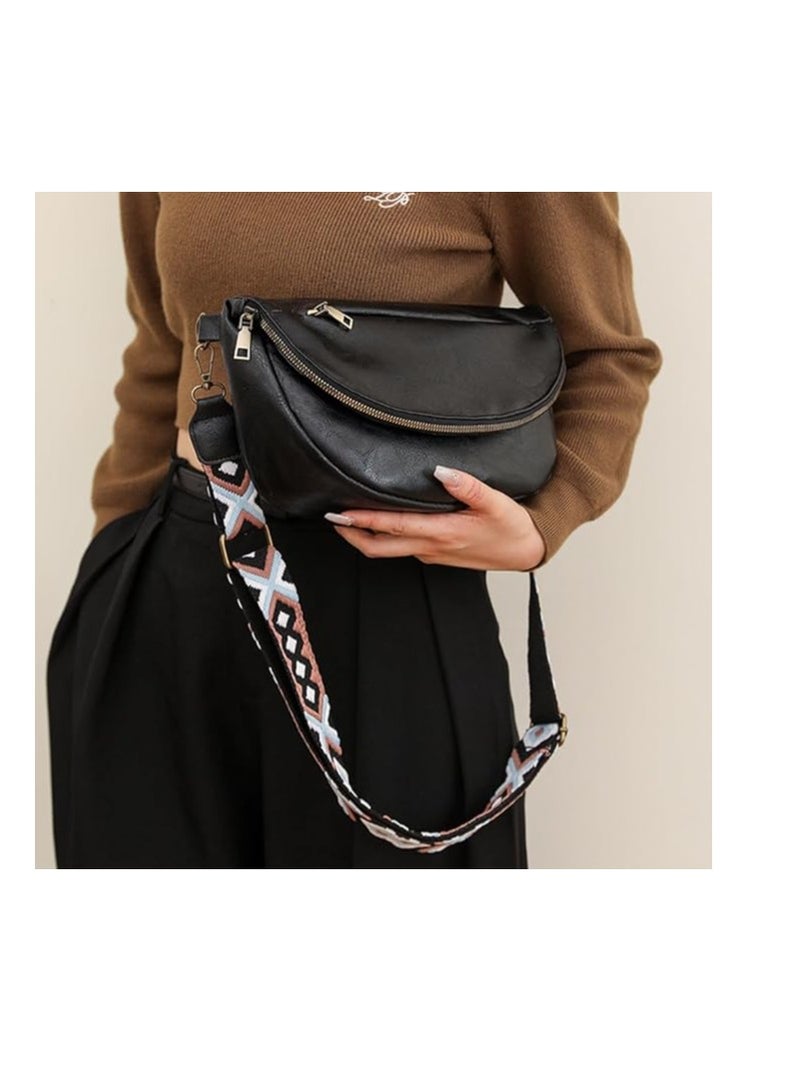 iCozzier Leather Women's Hobo Bag, Shoulder Chest Bag With Boho Adjustable Strap, Casual Sling Crossbody Bag Fanny Pack Handbags For Women New  - Image 2