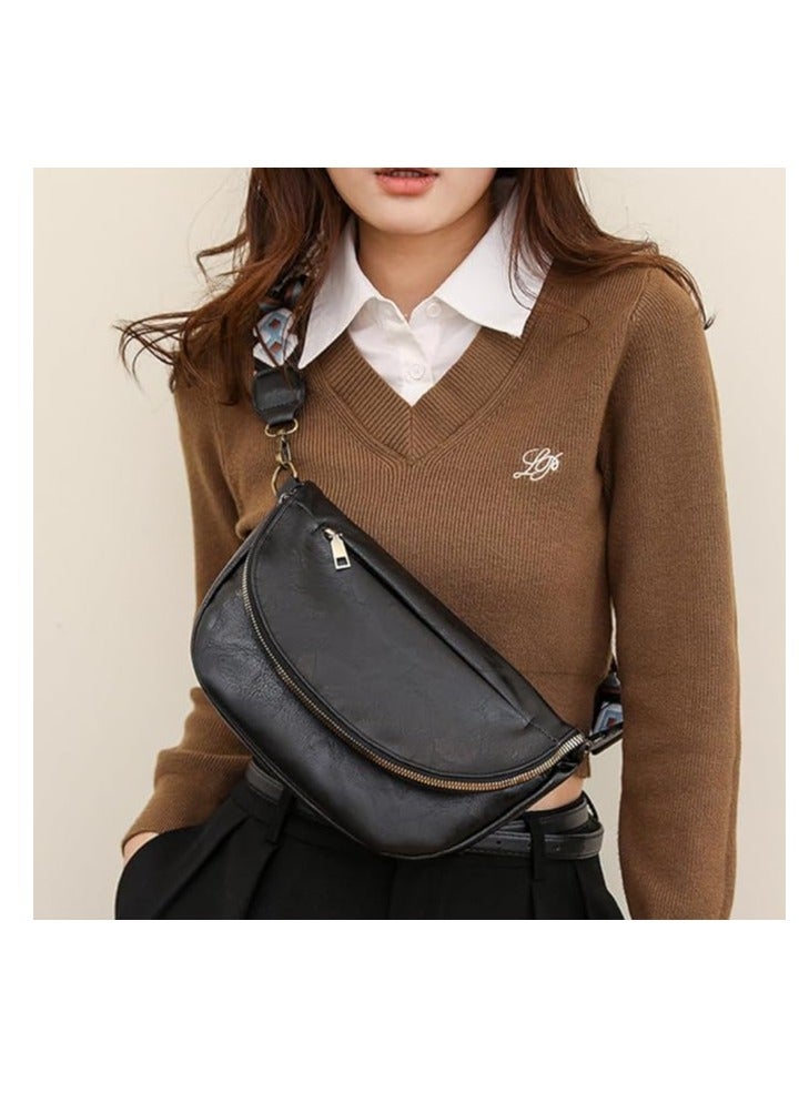 iCozzier Leather Women's Hobo Bag, Shoulder Chest Bag With Boho Adjustable Strap, Casual Sling Crossbody Bag Fanny Pack Handbags For Women New  - Image 3