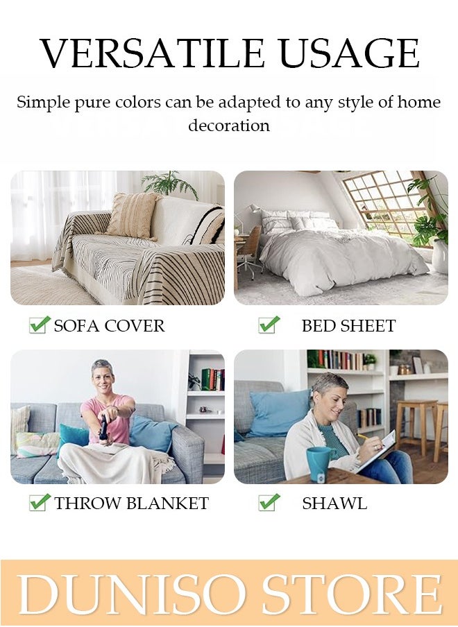 DUNISO Double Sided Chenille Sofa Cover, Stylish Sofa Cover, Line printing design, Chenille Material Double Sided Sofa Towel, Four Seasons Chenille Sofa Cover Available Both Sides(130*180 cm)  - Image 2