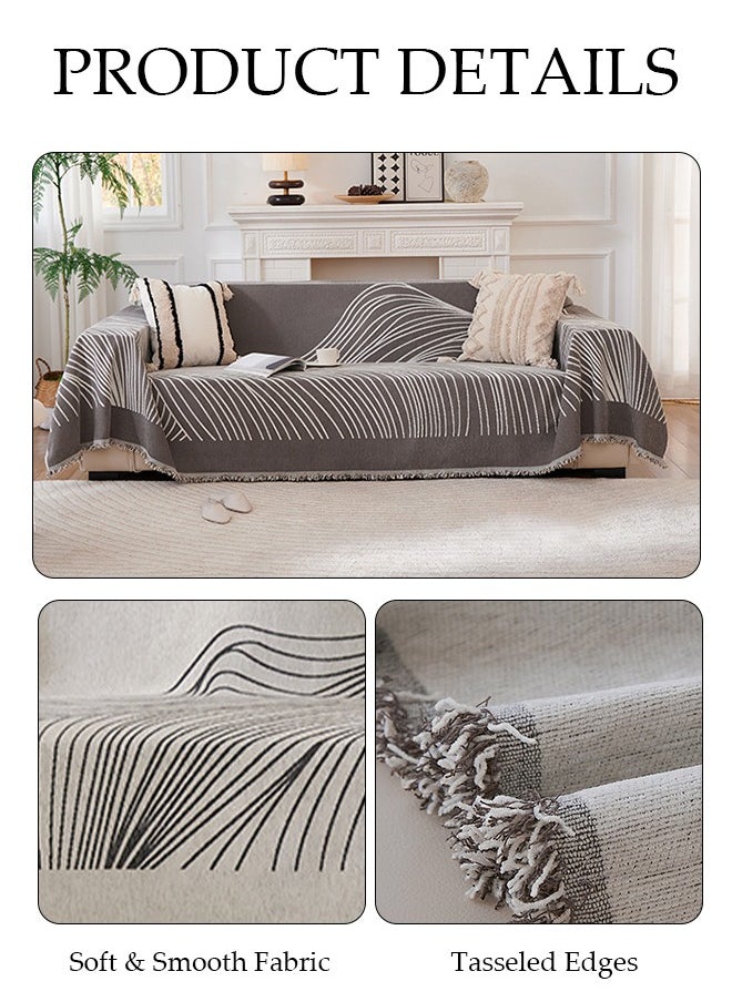 DUNISO Double Sided Chenille Sofa Cover, Stylish Sofa Cover, Line printing design, Chenille Material Double Sided Sofa Towel, Four Seasons Chenille Sofa Cover Available Both Sides(130*180 cm)  - Image 5