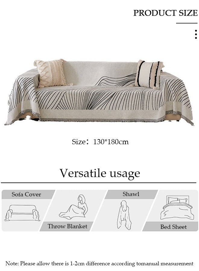 DUNISO Double Sided Chenille Sofa Cover, Stylish Sofa Cover, Line printing design, Chenille Material Double Sided Sofa Towel, Four Seasons Chenille Sofa Cover Available Both Sides(130*180 cm) - Image 2
