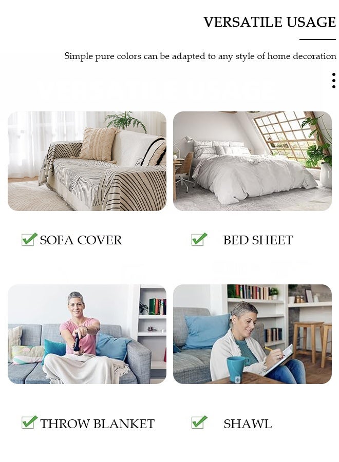 DUNISO Double Sided Chenille Sofa Cover, Stylish Sofa Cover, Line printing design, Chenille Material Double Sided Sofa Towel, Four Seasons Chenille Sofa Cover Available Both Sides(130*180 cm) - Image 3