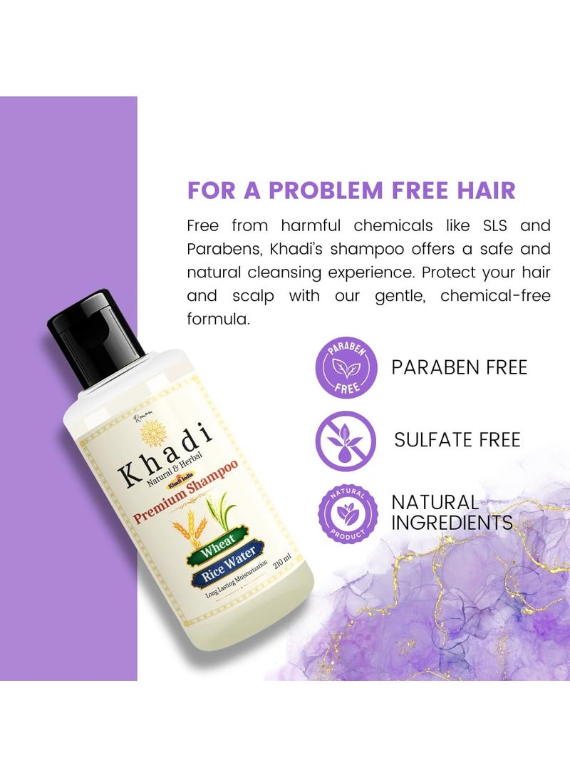 Khadi Natural Wheat & Rice Water Shampoo | Strengthens & Nourishes Hair | Sulfate & Paraben Free | 210 ML - Image 5