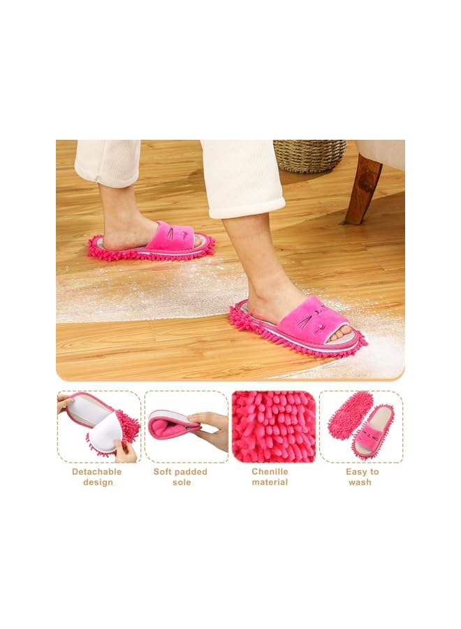 promass 4 Pairs Washable Mop Slippers, Microfiber Mop Slippers for Floor Cleaning, Detachable Home Cleaning Slippers for Dust Dirt, Kitchen Bathroom Office Floor Cleaning Mop Tool - Image 4