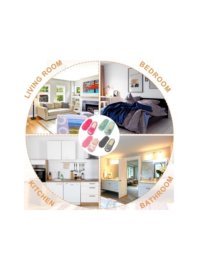 promass 4 Pairs Washable Mop Slippers, Microfiber Mop Slippers for Floor Cleaning, Detachable Home Cleaning Slippers for Dust Dirt, Kitchen Bathroom Office Floor Cleaning Mop Tool - Image 2