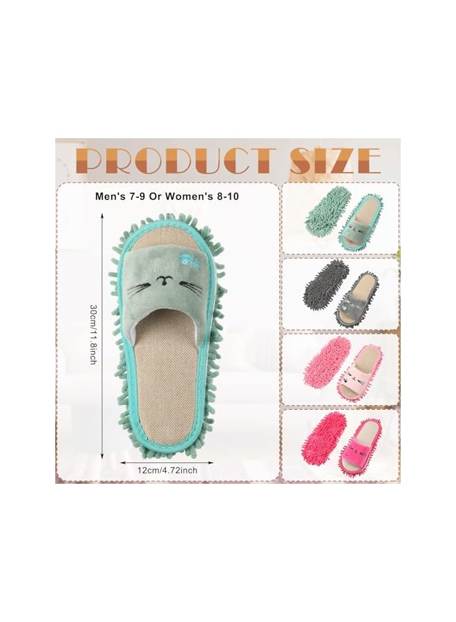 promass 4 Pairs Washable Mop Slippers, Microfiber Mop Slippers for Floor Cleaning, Detachable Home Cleaning Slippers for Dust Dirt, Kitchen Bathroom Office Floor Cleaning Mop Tool - Image 3