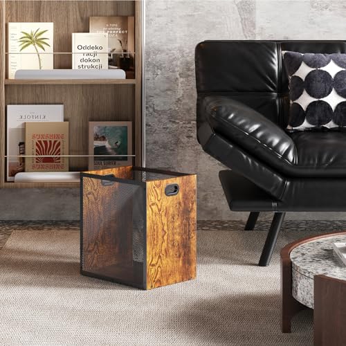 Huxitocan Retro Office Trash Can, Iron and Wood Combination Bedroom Garbage Can, Rectangular Design Wastebasket with Handle, Industrial Style Trash Can for Home Office, 4.5 Gallon (Patent Pending) - Image 5