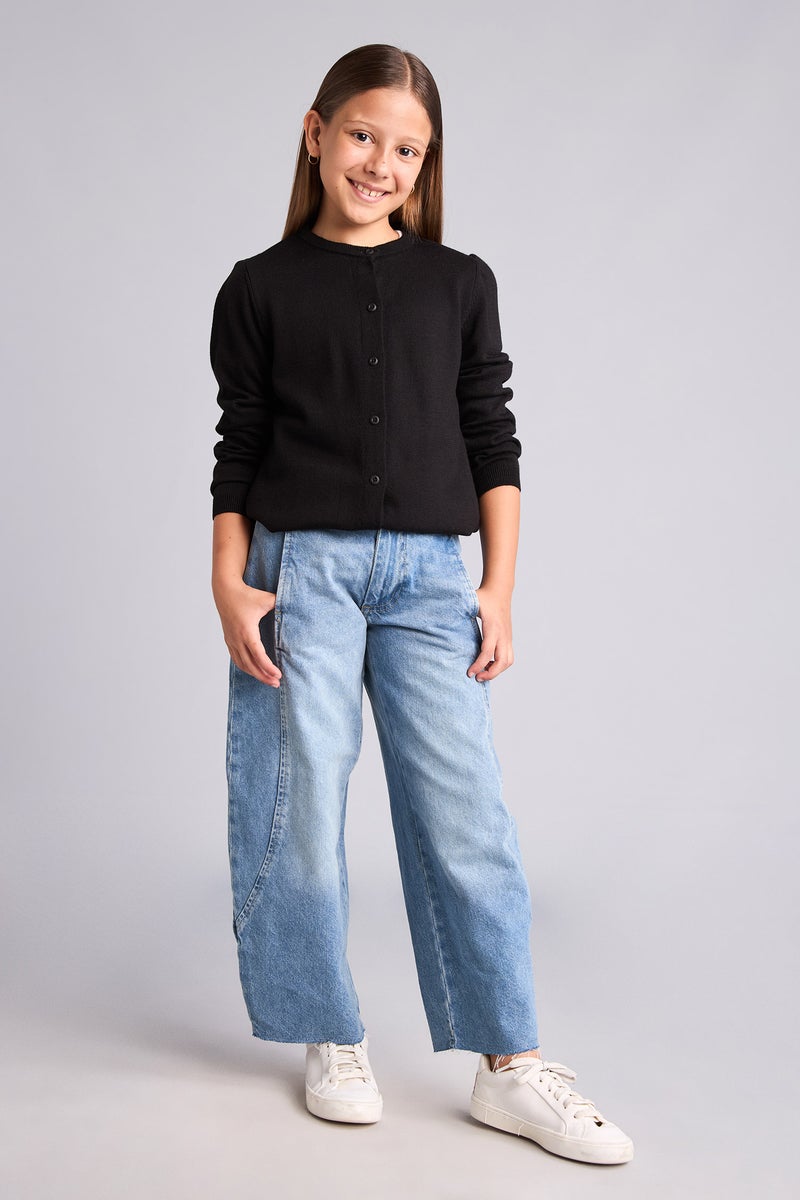 DeFacto Black Girl Girl Neck Long Sleeve Black Knit Cardigan Casual - Image 2
