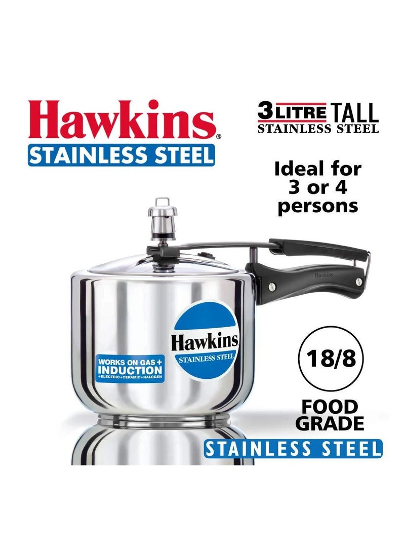 هوكينز Hawkins Tall (HSS3T) 3 L Inner Lid Induction Bottom Pressure Cooker - Image 2