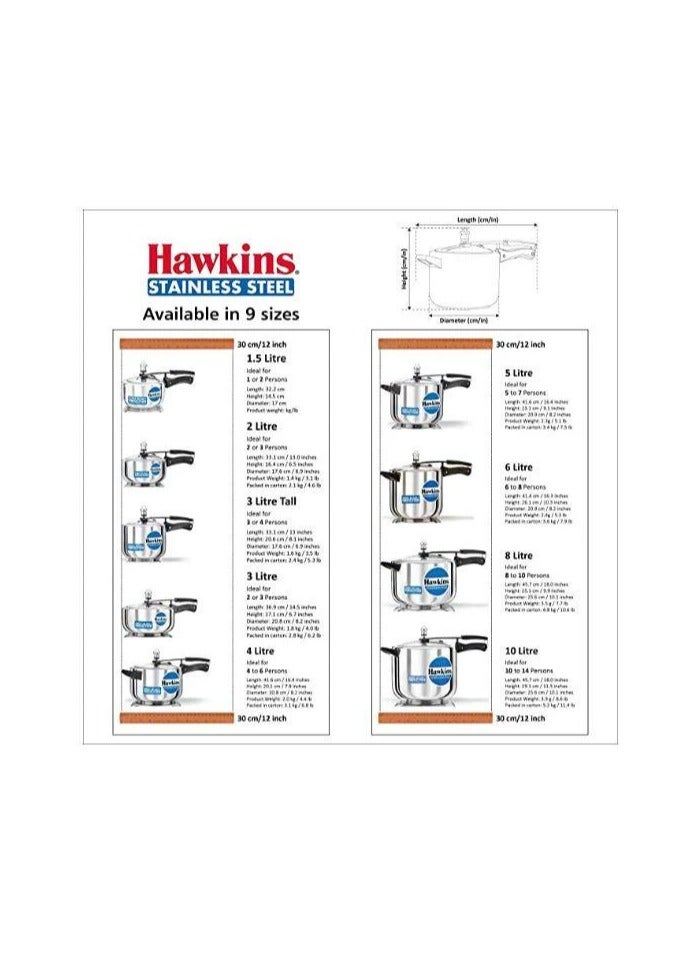 هوكينز Hawkins Tall (HSS3T) 3 L Inner Lid Induction Bottom Pressure Cooker - Image 5