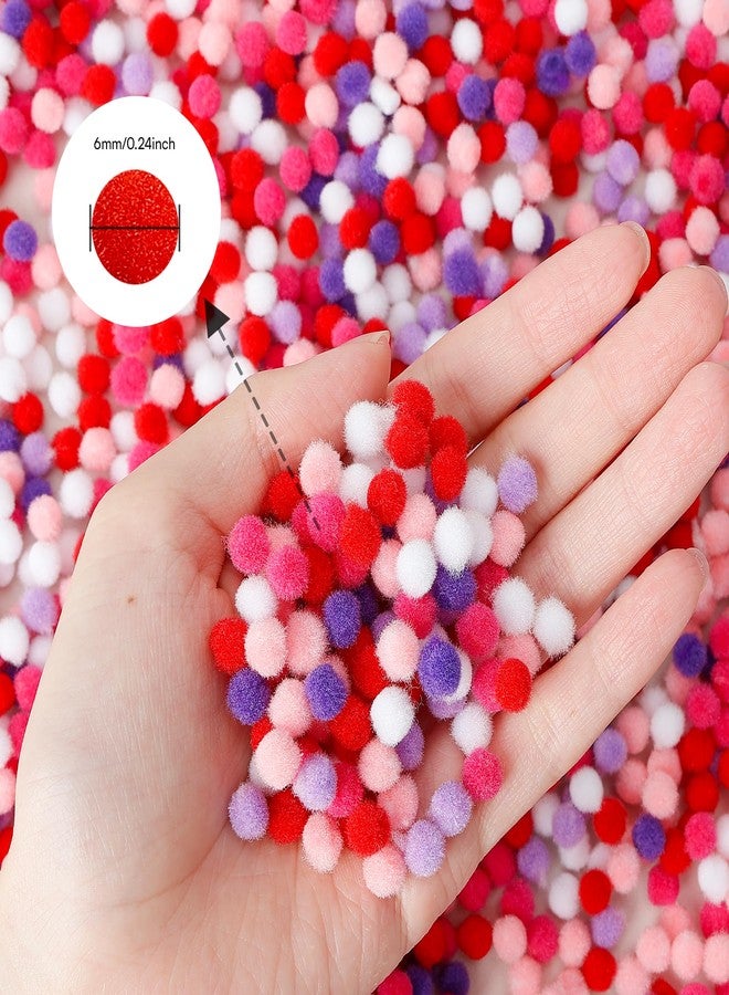 Caydo 2400 Pieces Mini Craft Pompoms for Valentine's Day Colors 6 mm Small Pom poms for Hobby Supplies and Holiday Decorations - Image 5