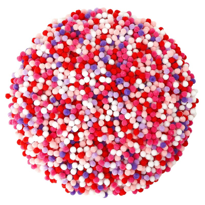 Caydo 2400 Pieces Mini Craft Pompoms for Valentine's Day Colors 6 mm Small Pom poms for Hobby Supplies and Holiday Decorations - Image 1
