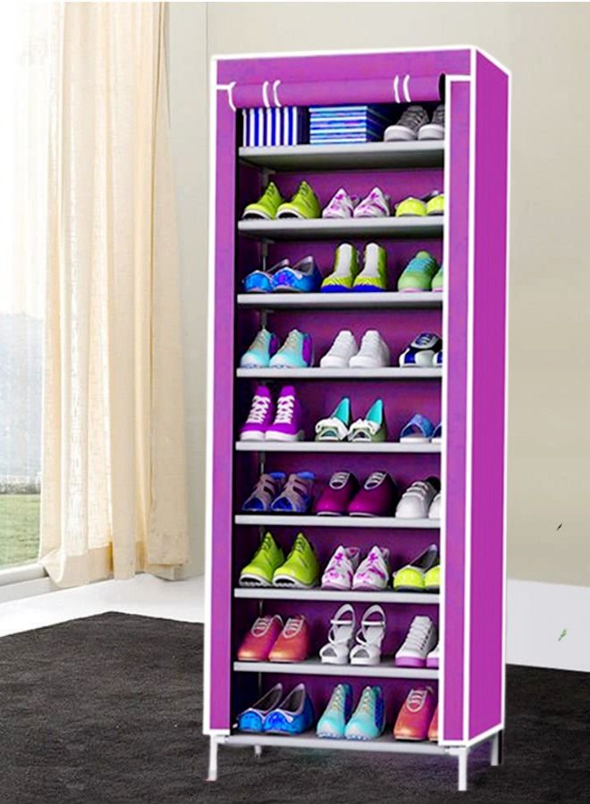 fashionhome 9 Tiers Dustproof Cover Shoes Cabinet Storage Organizer for Hallway Living Room 60 x 30 x 155 cm - Image 4