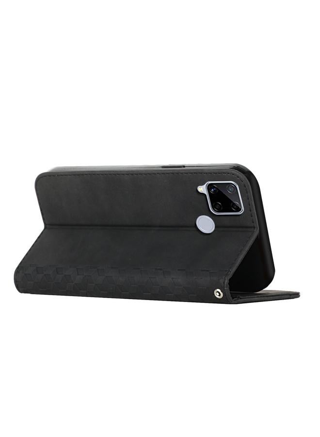 اس-توب جراب لهاتف OPPO Realme C12/C25/7i Global/Narzo 20A/Narzo 30A جراب هاتف من الجلد المغناطيسي بتصميم ماسي - Image 5