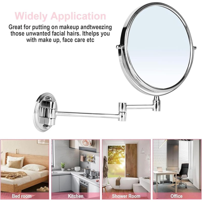 Aimko Aimko 8Inch 5X Magnifying Wall Mount Mirror DoubleSided Extendable Makeup Shaving Mirror Folding Stainless Steel Vanity Mirror for Bathroom Dressing Table  - Image 4