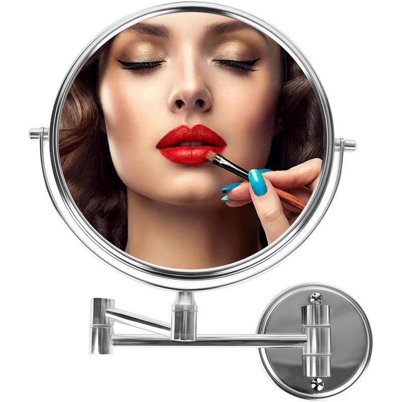 Aimko Aimko 8Inch 5X Magnifying Wall Mount Mirror DoubleSided Extendable Makeup Shaving Mirror Folding Stainless Steel Vanity Mirror for Bathroom Dressing Table  - Image 3