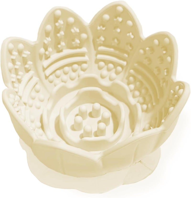 AVYDIIF Anti-sling dog bowl, silicone slow feeder with suction cup, dishwasher safe (beige, small) - Image 1