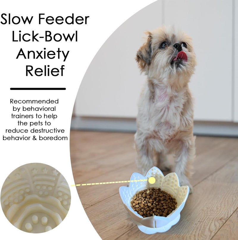 AVYDIIF Anti-sling dog bowl, silicone slow feeder with suction cup, dishwasher safe (beige, small) - Image 5