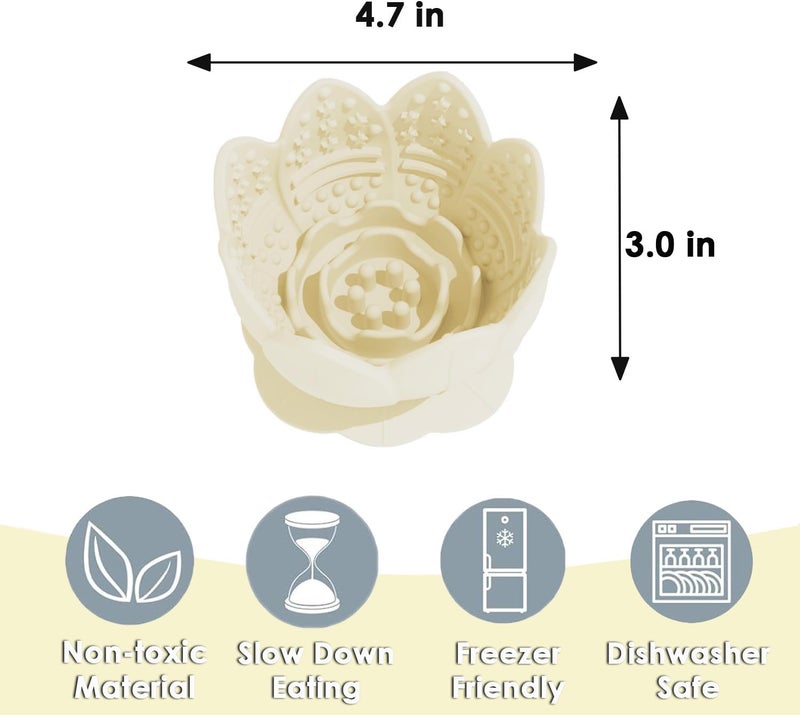 AVYDIIF Anti-sling dog bowl, silicone slow feeder with suction cup, dishwasher safe (beige, small) - Image 2