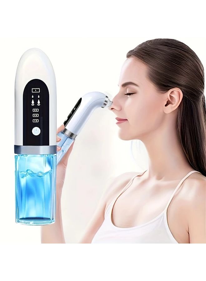 White 6 Piece Facial Cleaner 3 Speed USB Rechargeable Pore Suction Device - Image 1