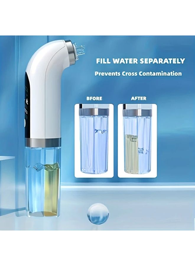 White 6 Piece Facial Cleaner 3 Speed USB Rechargeable Pore Suction Device - Image 3
