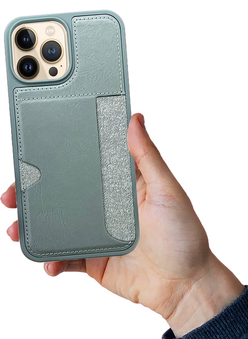CATANES iPhone 13 Pro Max 2Packs Case Leather Antifingerprint Cover with Wallet Card Slot Shell, Side Insert Card Holder, Anti Fall Protection  - Image 5
