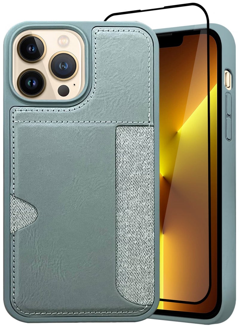 CATANES iPhone 13 Pro Max 2Packs Case Leather Antifingerprint Cover with Wallet Card Slot Shell, Side Insert Card Holder, Anti Fall Protection  - Image 1