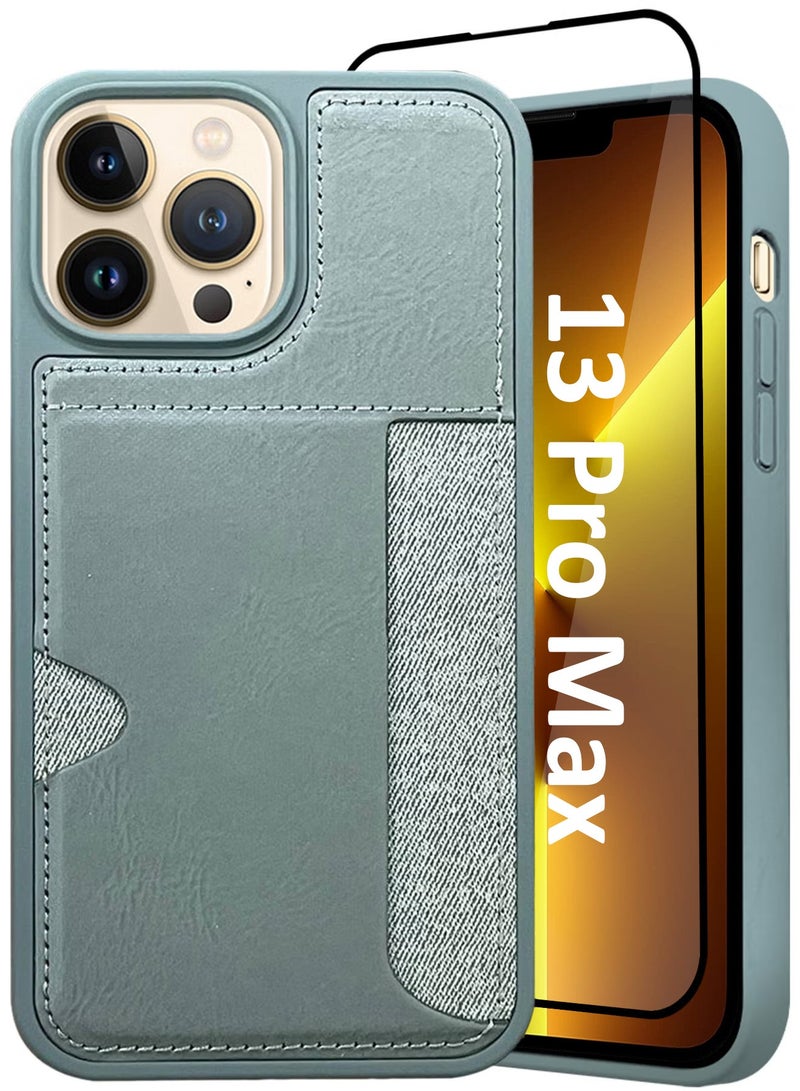 CATANES iPhone 13 Pro Max 2Packs Case Leather Antifingerprint Cover with Wallet Card Slot Shell, Side Insert Card Holder, Anti Fall Protection  - Image 2