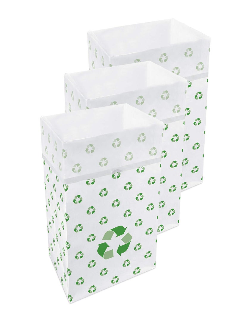Clean Cubes 30 Gallon Disposable Trash Cans 3Pack with Fitted Trash Bags  Reusable Garbage and Recycling Bins for Parties Events and More Recycle  30 Height x 17 Width x 14 Depth