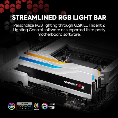 G.SKILL Trident Z5 RGB Series DDR5 RAM (Intel XMP 3.0 & AMD Expo) 32GB (2x16GB) 6000MT/s CL36-36-36-96 1.35V Desktop Computer Memory U-DIMM - Matte White (F5-6000J3636F16GX2-TZ5RW) - Image 3