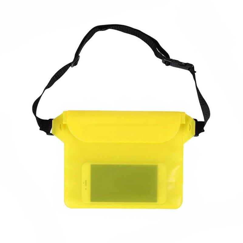 Desi Rang Waterproof Big Pouch Bag Cover for rain Swimming Water All Size Mobile Phone, Small Camera, Wallets, ID Card with Waist Strap for All Waist Size, Color : Yellow - Image 1