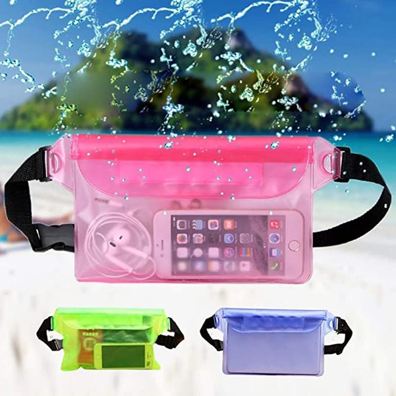 Desi Rang Waterproof Big Pouch Bag Cover for rain Swimming Water All Size Mobile Phone, Small Camera, Wallets, ID Card with Waist Strap for All Waist Size, Color : Yellow - Image 2