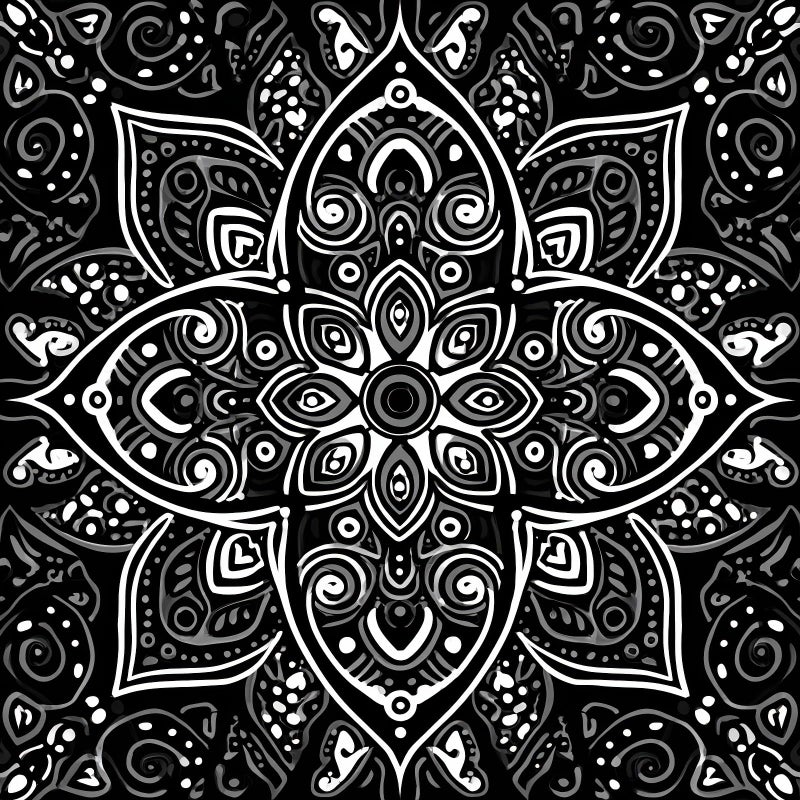 IOHEFY 10PCS 12x12 Inch Peel and Stick Floor Tiles Self Adhesive Vinyl Flooring Tile Black White Mandala Pattern Removable Decals Bathroom Kitchen Living Room DIY Home Decoration - Image 1
