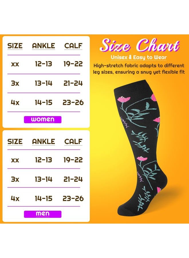 FOFLORA Plus Size Compression Socks for Women & Men 3 Pairs, Wide Calf Extra Large 20-30 mmHg Knee High Support Socks for Travel, Running, Nurse - Image 3