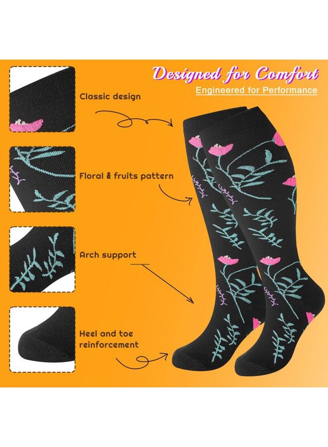 FOFLORA Plus Size Compression Socks for Women & Men 3 Pairs, Wide Calf Extra Large 20-30 mmHg Knee High Support Socks for Travel, Running, Nurse - Image 4