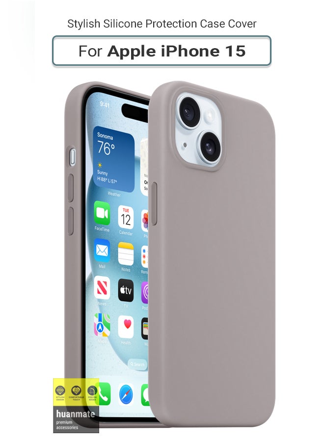 huanmate Stylish Silicone Case Cover For Apple iPhone 15 Stone  - Image 1