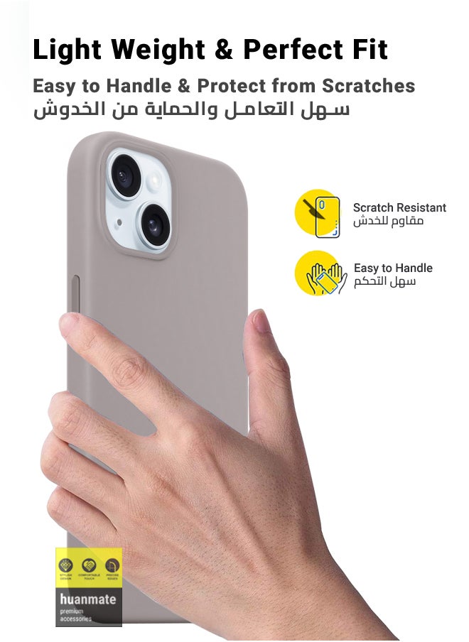 huanmate Stylish Silicone Case Cover For Apple iPhone 15 Stone  - Image 3