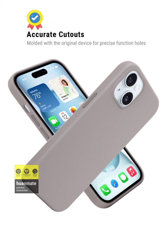 huanmate Stylish Silicone Case Cover For Apple iPhone 15 Stone  - Image 5