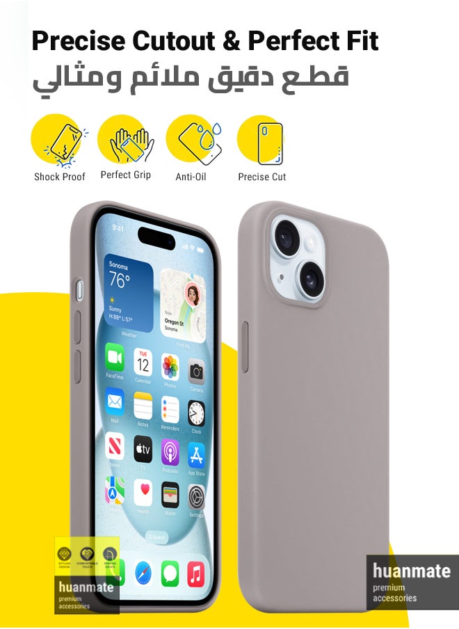 huanmate Stylish Silicone Case Cover For Apple iPhone 15 Stone  - Image 2
