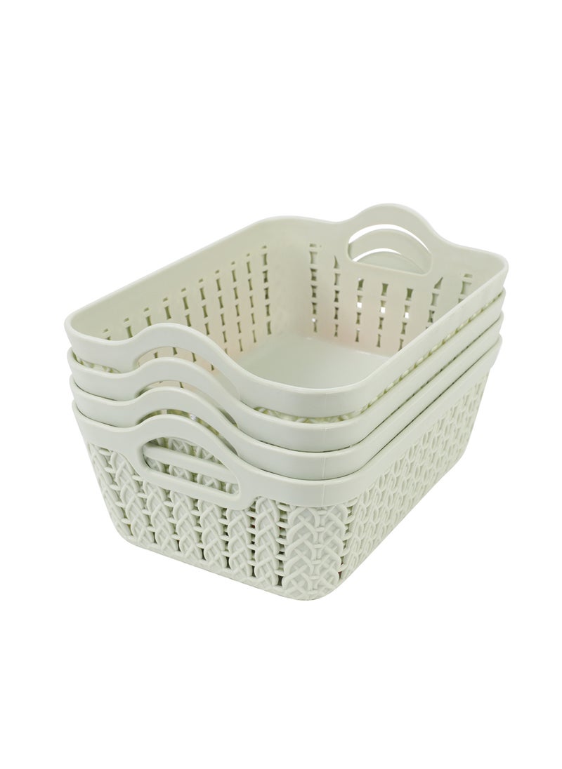 Yonovo Plastic Storage Basket 4 Piece Storage & Organization Containers Shelf Baskets Pantry Boxes for Organizing Cabinets bin Bathroom, Light Green, 4pcs,  - Image 1