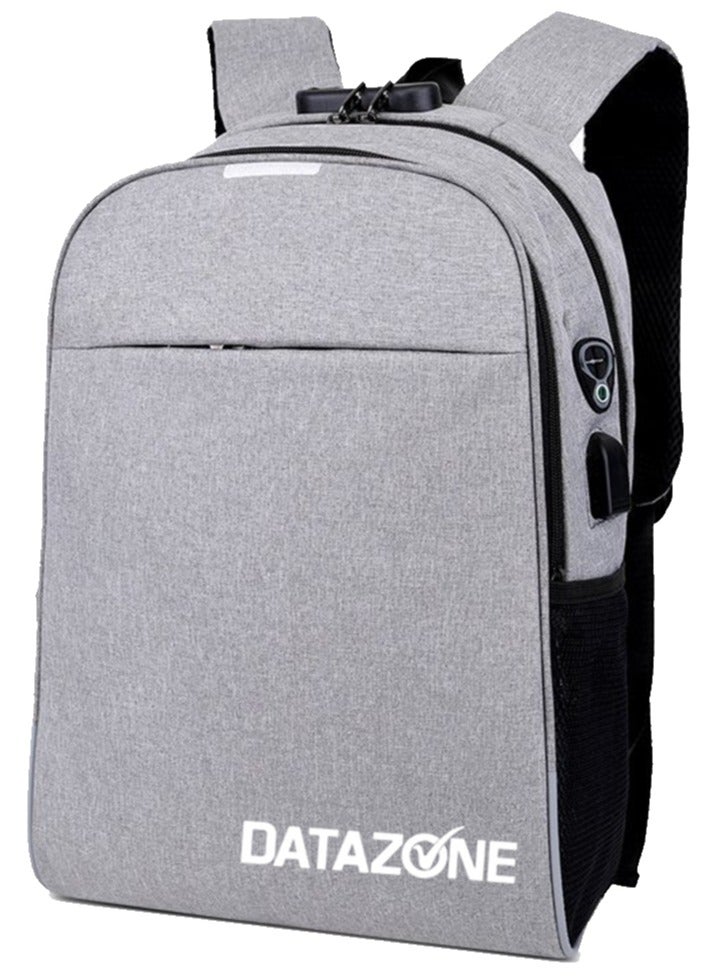 Datazone Laptop Backpack 16 Inch Grey Waterproof with USB Port and Practical Design for Daily Use, Study, and Travel - Image 1